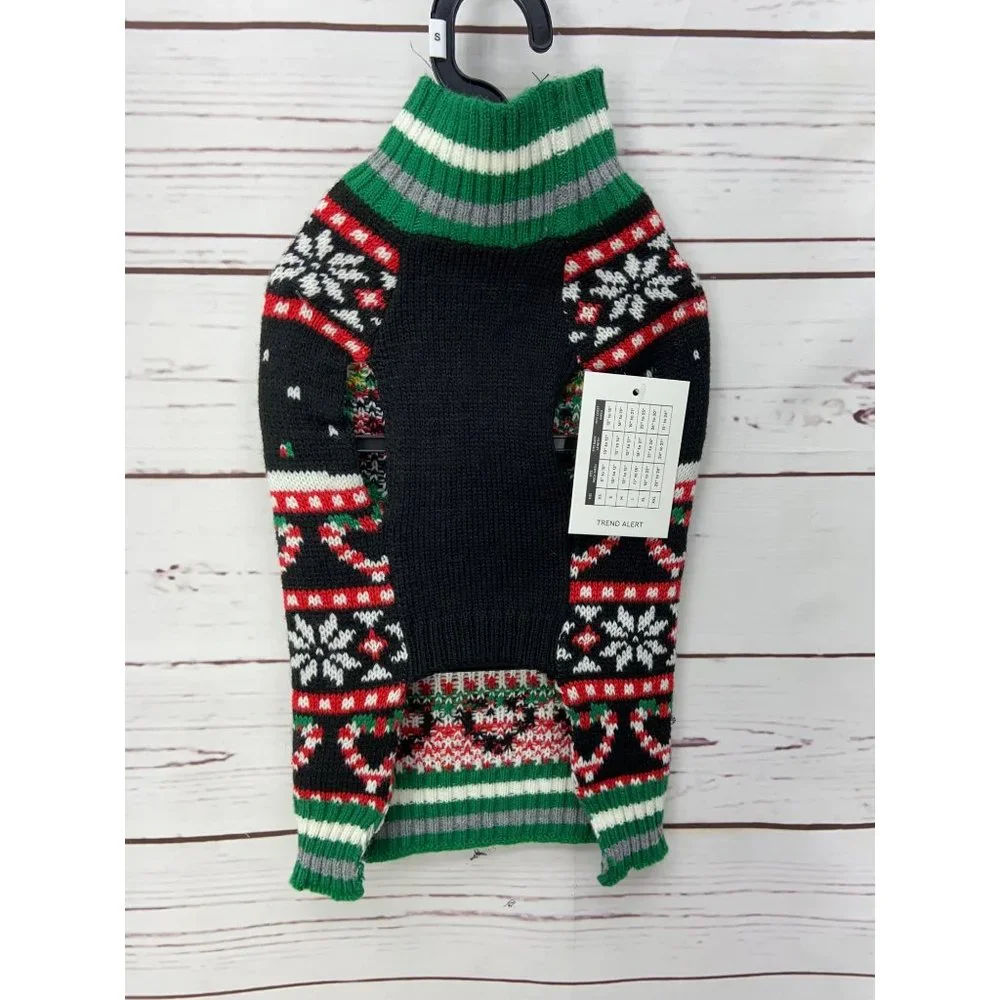 It's A Bark's Life Red Green Black Abstract Snowman Dog Ugly Christmas Sweater C